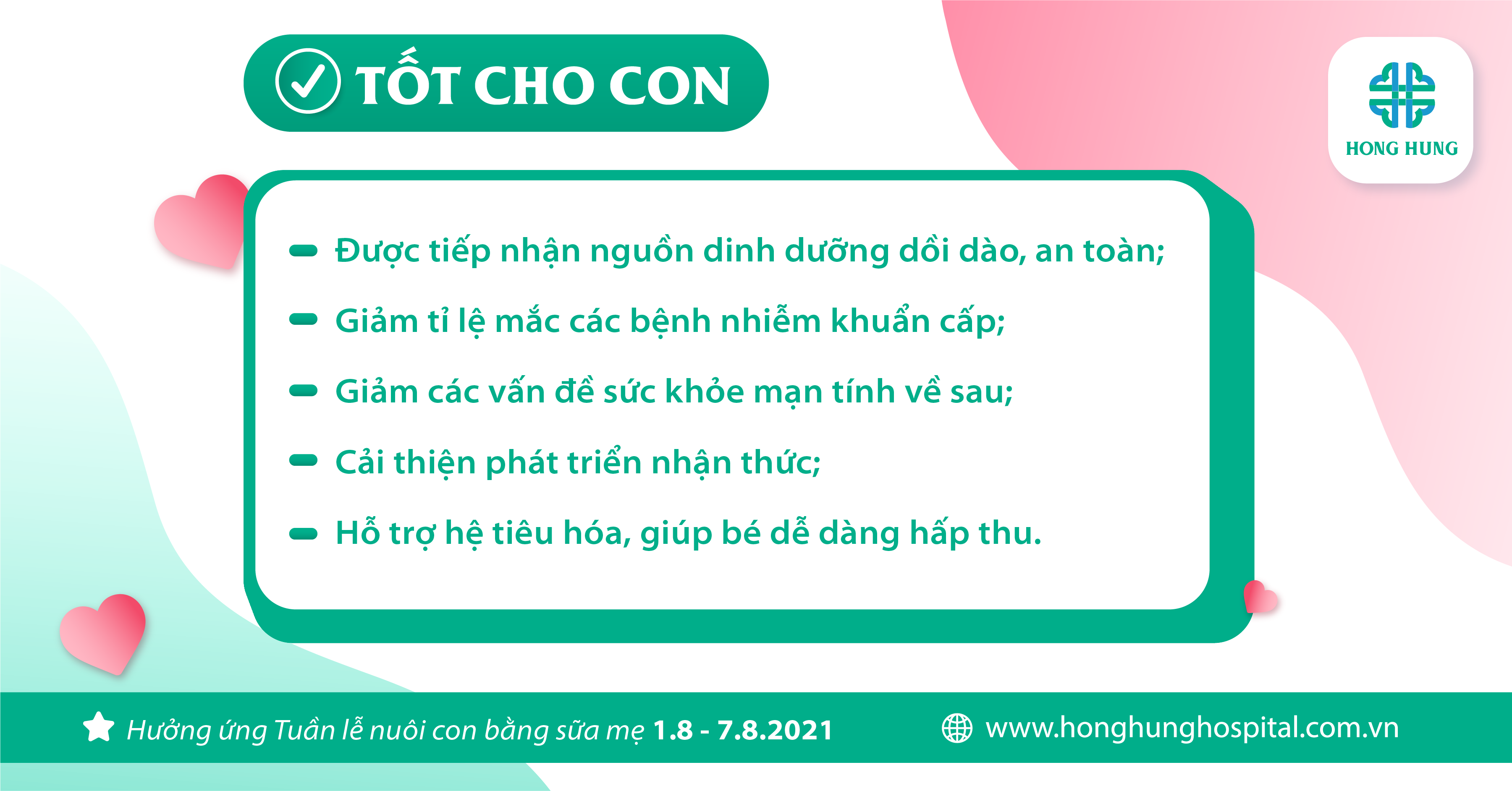 Các lợi ích dành cho con của việc nuôi con bằng sữa mẹ